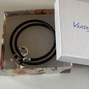 Vantel Pearls Leather Wrap Bracelet Believe